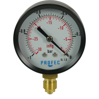 MANOMETER DROOG 63 MM MET 1/4" ONDERAASLUITING