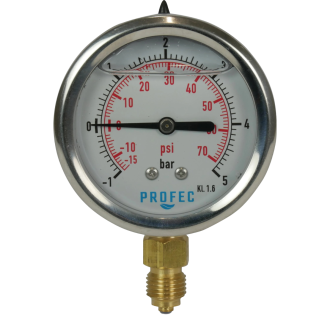 MANOMETER GLYCERINE GEVULD 63 MM MET 1/4" ONDERAASLUITING